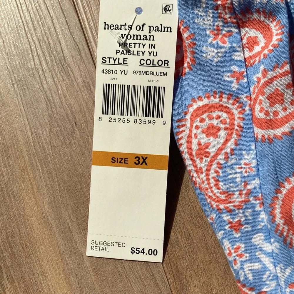 Hearts of Palm short paisley floral print pull on short cotton casual boho 3X
